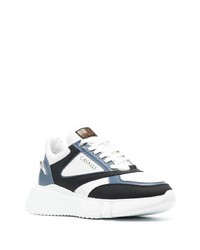 weiße und dunkelblaue Leder niedrige Sneakers von Roberto Cavalli