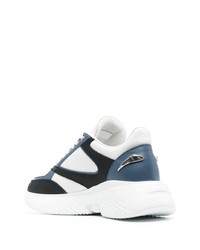 weiße und dunkelblaue Leder niedrige Sneakers von Roberto Cavalli