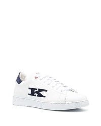 weiße und dunkelblaue Leder niedrige Sneakers von Kiton