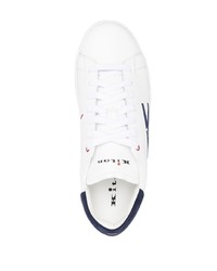 weiße und dunkelblaue Leder niedrige Sneakers von Kiton