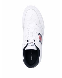 weiße und dunkelblaue Leder niedrige Sneakers von Tommy Hilfiger