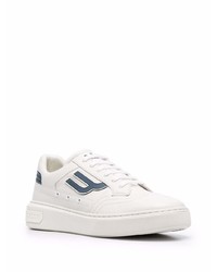 weiße und dunkelblaue Leder niedrige Sneakers von Bally