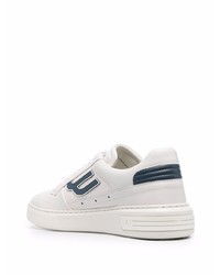 weiße und dunkelblaue Leder niedrige Sneakers von Bally