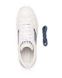 weiße und dunkelblaue Leder niedrige Sneakers von Bally