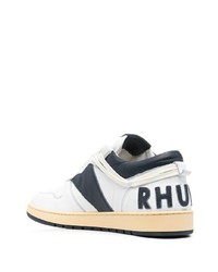 weiße und dunkelblaue Leder niedrige Sneakers von Rhude