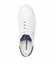 weiße und dunkelblaue Leder niedrige Sneakers von DSQUARED2