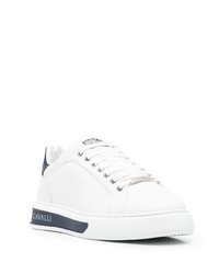 weiße und dunkelblaue Leder niedrige Sneakers von Roberto Cavalli