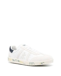 weiße und dunkelblaue Leder niedrige Sneakers von Premiata