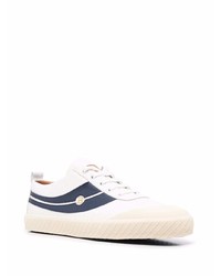 weiße und dunkelblaue Leder niedrige Sneakers von Bally