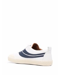 weiße und dunkelblaue Leder niedrige Sneakers von Bally