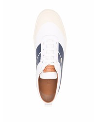 weiße und dunkelblaue Leder niedrige Sneakers von Bally