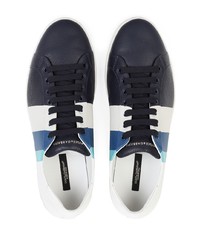 weiße und dunkelblaue Leder niedrige Sneakers von Dolce & Gabbana