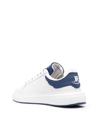 weiße und dunkelblaue Leder niedrige Sneakers von John Richmond