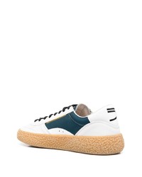 weiße und dunkelblaue Leder niedrige Sneakers von Puraai