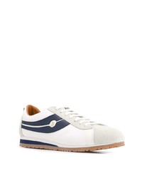 weiße und dunkelblaue Leder niedrige Sneakers von Bally