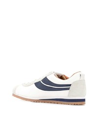 weiße und dunkelblaue Leder niedrige Sneakers von Bally