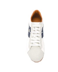 weiße und dunkelblaue Leder niedrige Sneakers von Bally