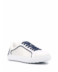 weiße und dunkelblaue Leder niedrige Sneakers von Salvatore Ferragamo