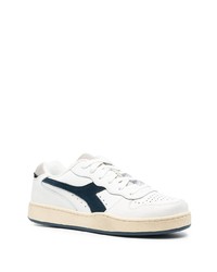 weiße und dunkelblaue Leder niedrige Sneakers von Diadora