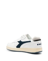 weiße und dunkelblaue Leder niedrige Sneakers von Diadora