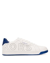 weiße und dunkelblaue Leder niedrige Sneakers von Michael Kors