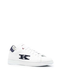 weiße und dunkelblaue Leder niedrige Sneakers von Kiton