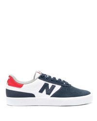 weiße und dunkelblaue Leder niedrige Sneakers von New Balance