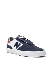 weiße und dunkelblaue Leder niedrige Sneakers von New Balance