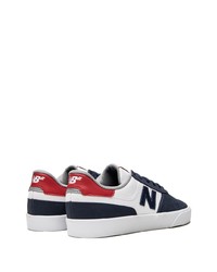 weiße und dunkelblaue Leder niedrige Sneakers von New Balance