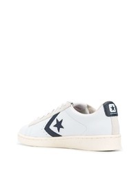 weiße und dunkelblaue Leder niedrige Sneakers von Converse