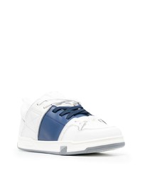 weiße und dunkelblaue Leder niedrige Sneakers von Valentino Garavani