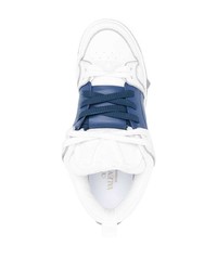 weiße und dunkelblaue Leder niedrige Sneakers von Valentino Garavani