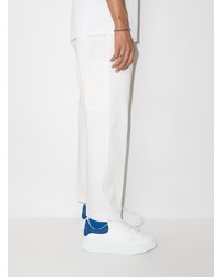 weiße und dunkelblaue Leder niedrige Sneakers von Alexander McQueen
