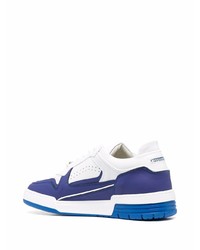 weiße und dunkelblaue Leder niedrige Sneakers von Leandro Lopes