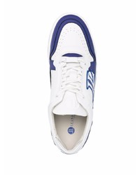 weiße und dunkelblaue Leder niedrige Sneakers von Leandro Lopes