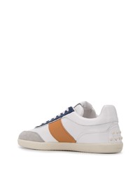 weiße und dunkelblaue Leder niedrige Sneakers von Tod's