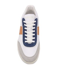 weiße und dunkelblaue Leder niedrige Sneakers von Tod's