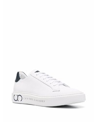 weiße und dunkelblaue Leder niedrige Sneakers von Casadei