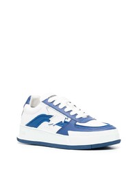 weiße und dunkelblaue Leder niedrige Sneakers von DSQUARED2