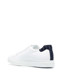 weiße und dunkelblaue Leder niedrige Sneakers von Scarosso