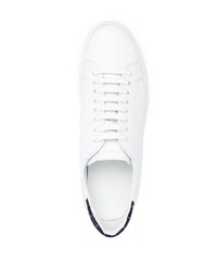 weiße und dunkelblaue Leder niedrige Sneakers von Scarosso