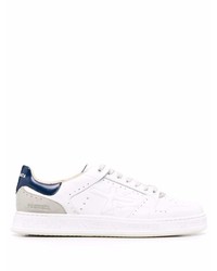 weiße und dunkelblaue Leder niedrige Sneakers von Premiata