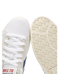 weiße und dunkelblaue Leder niedrige Sneakers von Converse