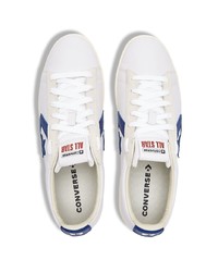 weiße und dunkelblaue Leder niedrige Sneakers von Converse