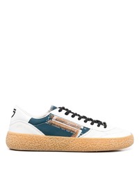 weiße und dunkelblaue Leder niedrige Sneakers von Puraai