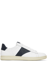 weiße und dunkelblaue Leder niedrige Sneakers von Rhude