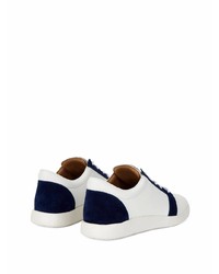 weiße und dunkelblaue Leder niedrige Sneakers von Giuseppe Zanotti