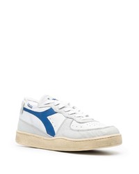 weiße und dunkelblaue Leder niedrige Sneakers von Diadora