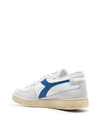 weiße und dunkelblaue Leder niedrige Sneakers von Diadora