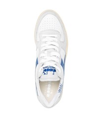 weiße und dunkelblaue Leder niedrige Sneakers von Diadora